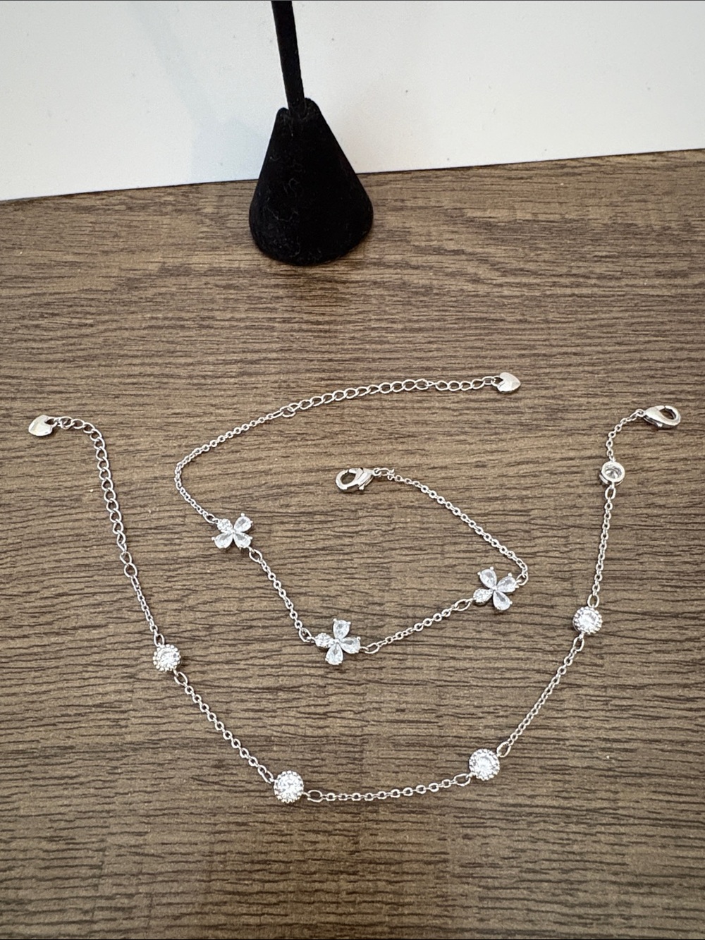 White Gold with Pave Clover Accents Bracelets